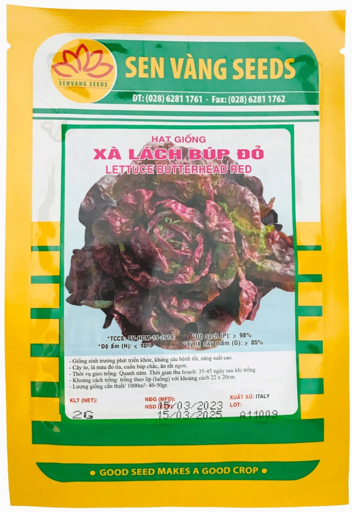 Hạt giống Xà Lách Búp Đỏ Chịu Nhiệt Tốt Gói 2gram Nguyên Bì