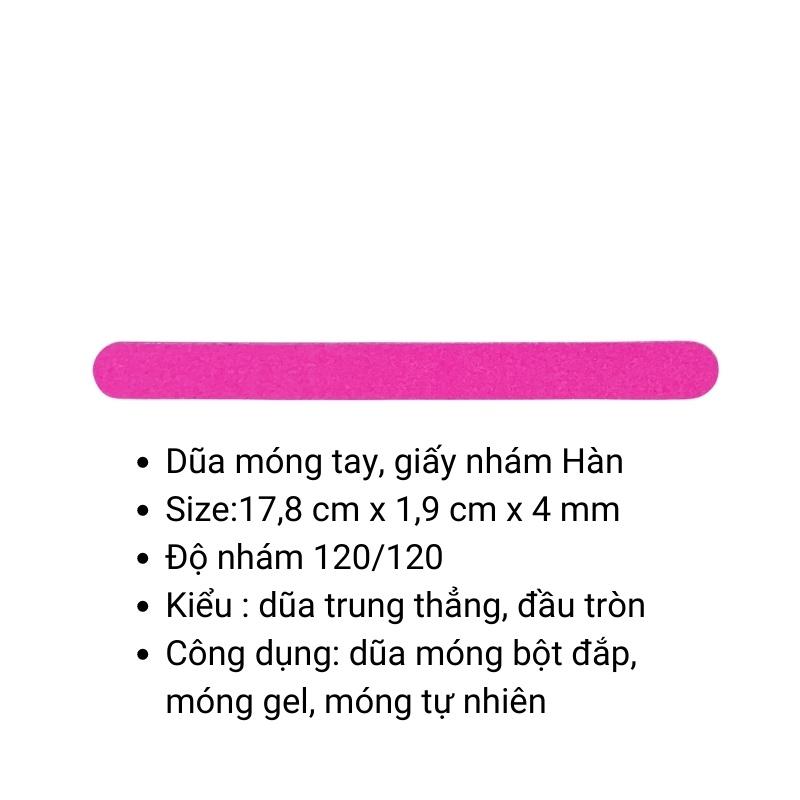 Dũa Móng Tay Cao Cấp Loại Dày Độ Nhám 120 Hai Mặt Màu Hồng Xanh