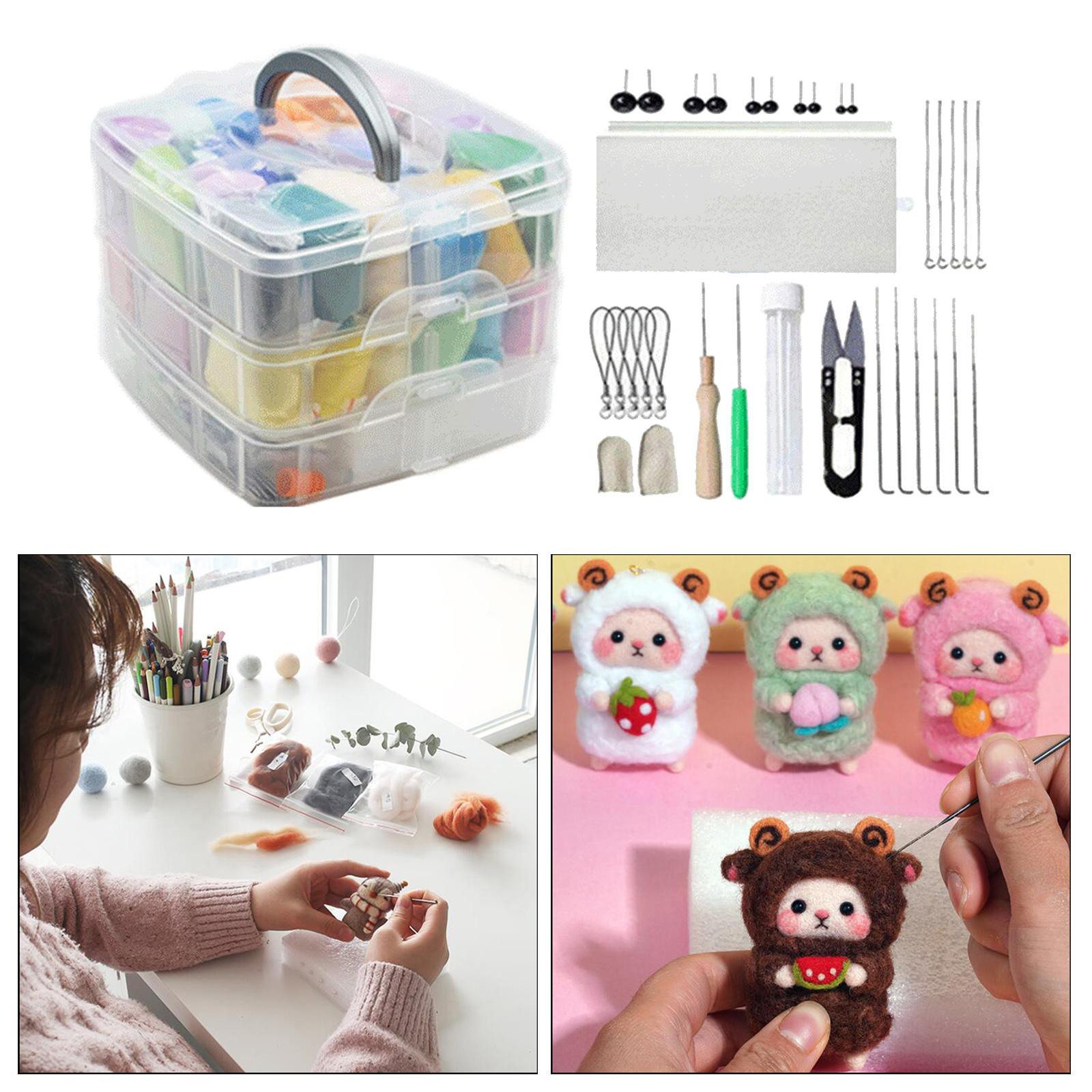 Premium All in Needle Felting Kit Supplies Felt Work Tools Storage Box Animal Toys Crafting Hand Crafts