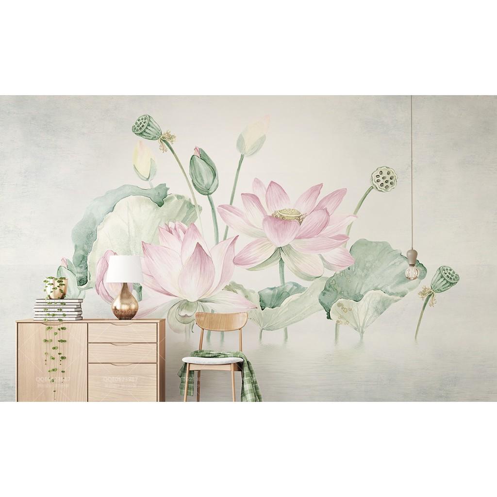 Tranh dán tường canvas hình hoa sen hiện đại ADH3652