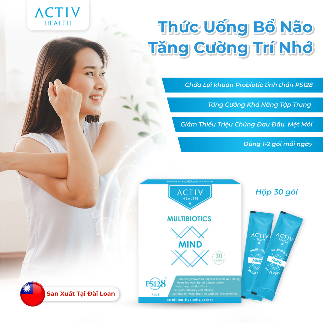 Thức Uống Dạng Bột ActivHealth Multibiotics Mind Duy Trì Hệ Vi Khuẩn Đường Ruột, Hỗ Trợ Giải Tỏa Căng Thẳng, Bổ Sung Năng Lượng Cho Cơ Thể
