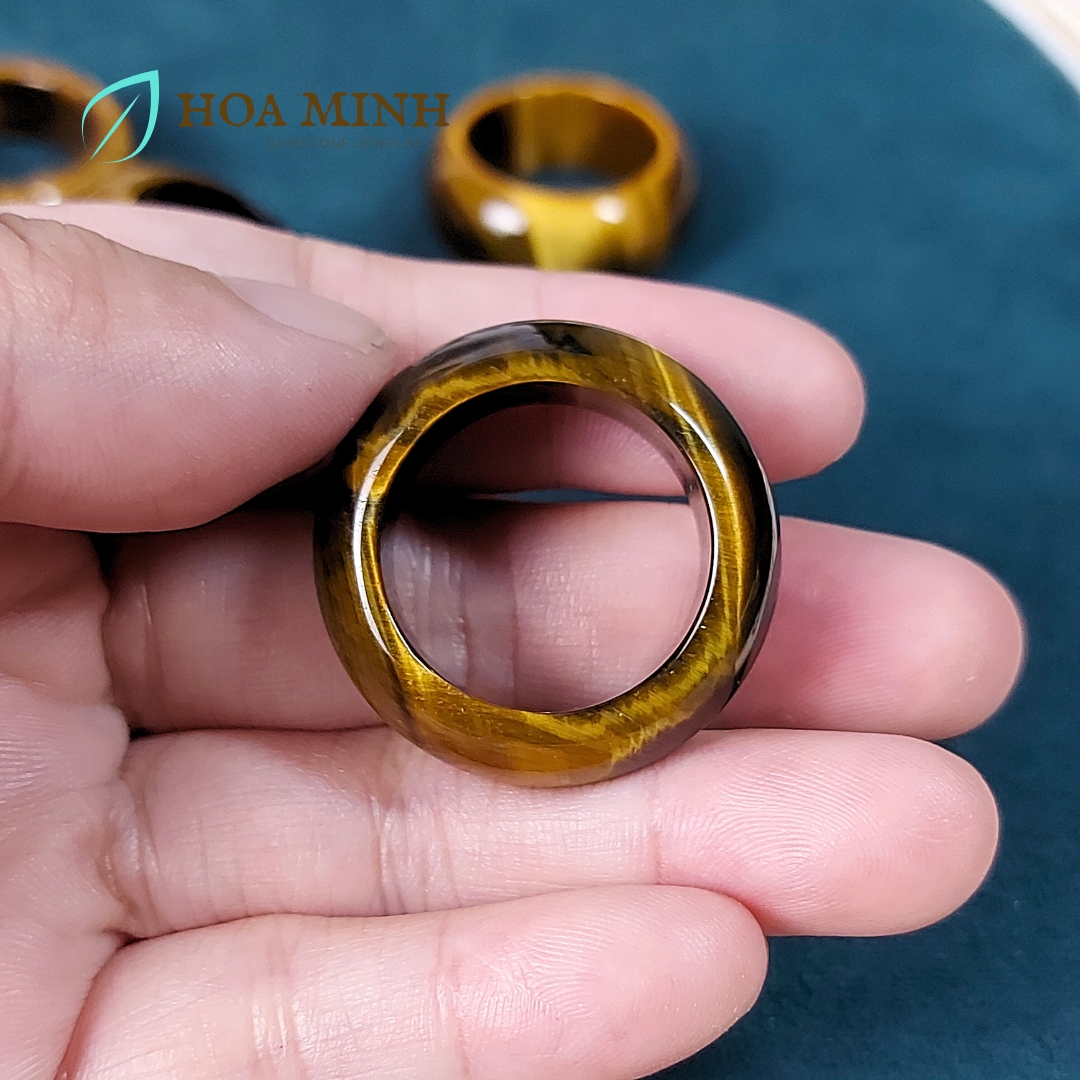 Nhẫn đá Mắt Hổ thiên nhiên loại 5A vip, dày 10-11 li nhẫn size lớn nhẫn nam
