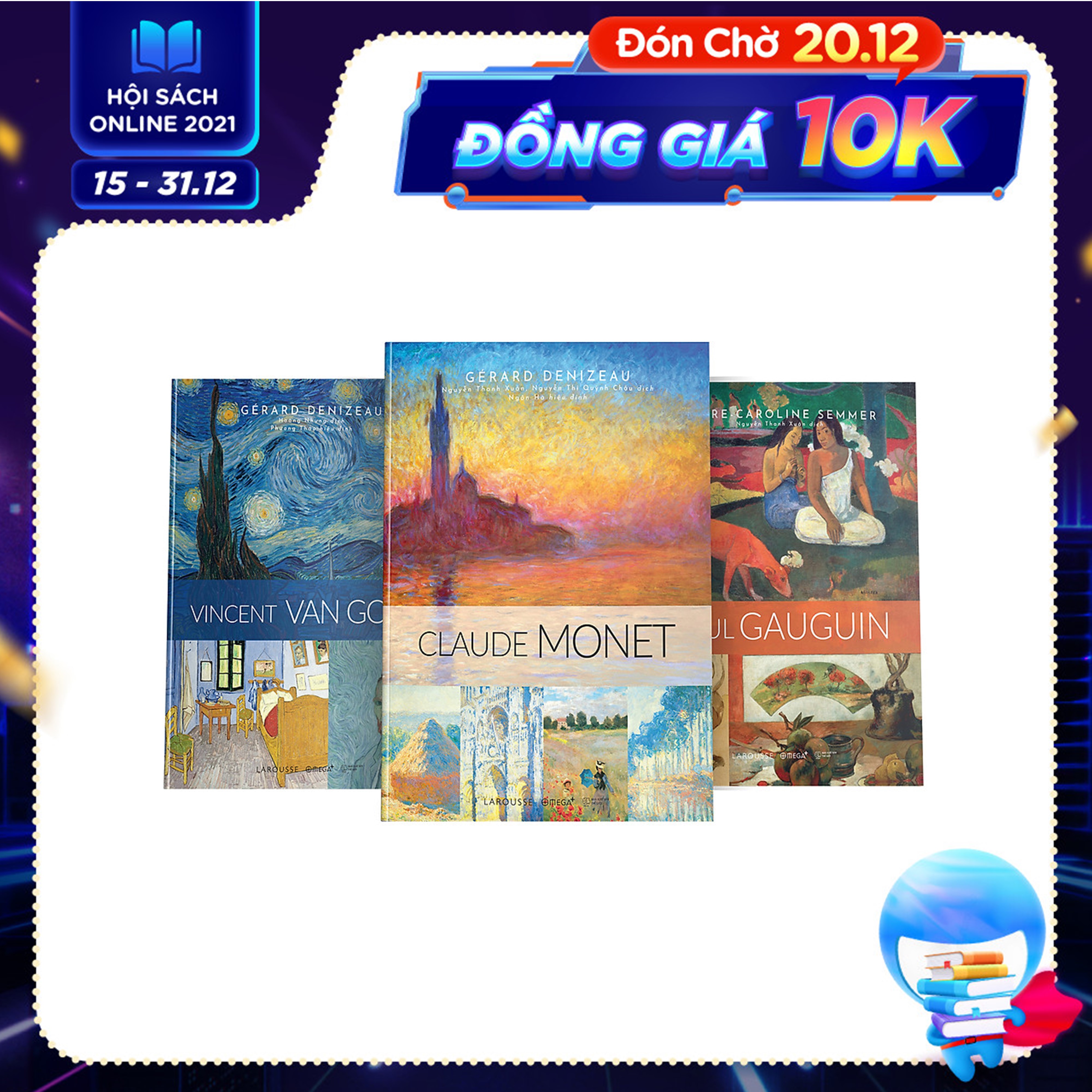 Combo Sách Danh Họa Nổi Tiếng Larousse: Vincent Van Gogh + Claude Monet + Paul Gauguin (Tặng Kèm Hộp Đựng Sang Trọng)