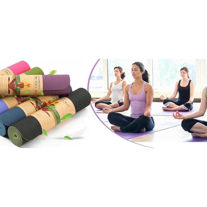 Thảm tập yoga gym chống trượt tpe cao cấp 2 lớp dày 6mm 8mm tập tại nhà T2L