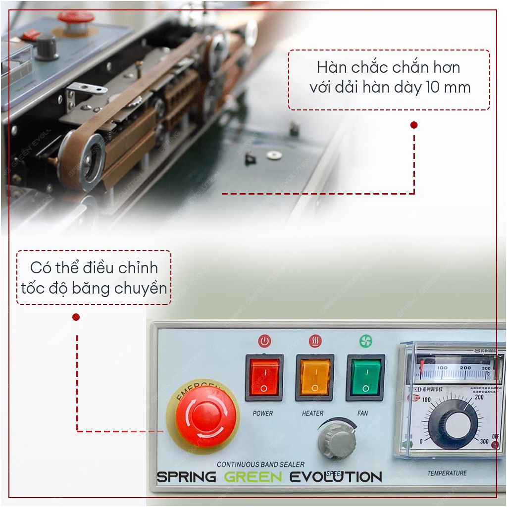 Máy hàn miệng túi tự động AS01. Đây là dòng máy tiết kiệm nhân công với hiệu suất làm việc cao, có thể điều chỉnh tốc độ băng chuyền, có thể tùy chỉnh nhiệt độ hàn cho phù hợp với từng loại nguyên liệu. Hàng chính hãng Thái Lan