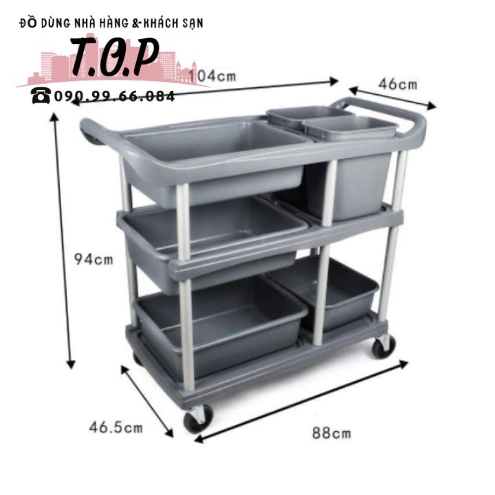 *Clip* Xe Đẩy Thu Gom Chén Dĩa, Xe Đẩy Thu Gom Thức Ăn Thừa