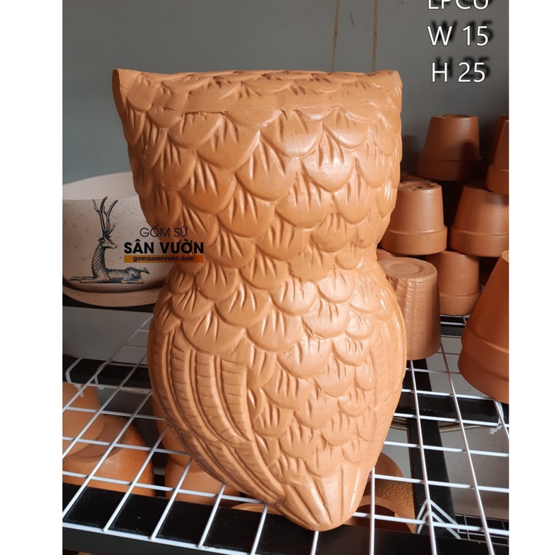 Decor Gốm Đất Nung Kiểu CON CÚ size 15cm X 25cm