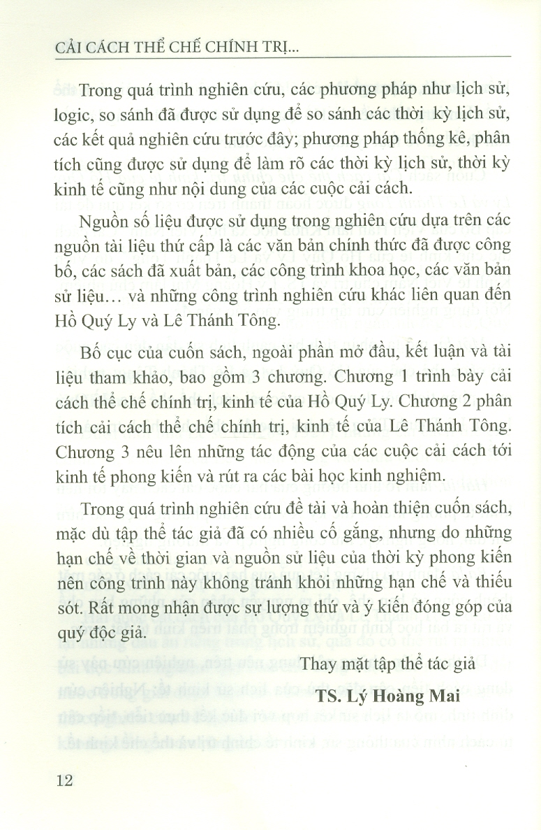 Cải Cách Thể Chế Chính Trị, Kinh Tế Của Hồ Quý Ly Và Lê Thánh Tông (Sách chuyên khảo)