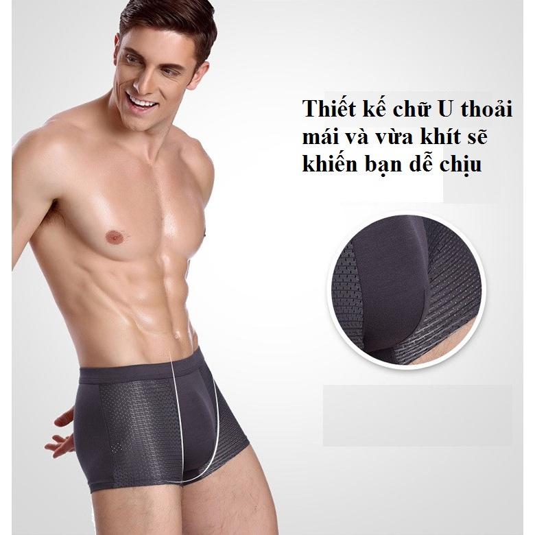 Combo 4 quần Boxer nam chất thun lạnh thông hơi, thoáng khí đóng túi Zip cao cấp giá tốt AVI - 390