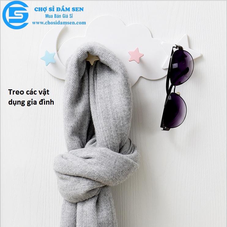 Móc treo dán tường hình đám mây siêu cute, móc treo tủ quần áo, nhà bếp, có 4 móc chịu lực