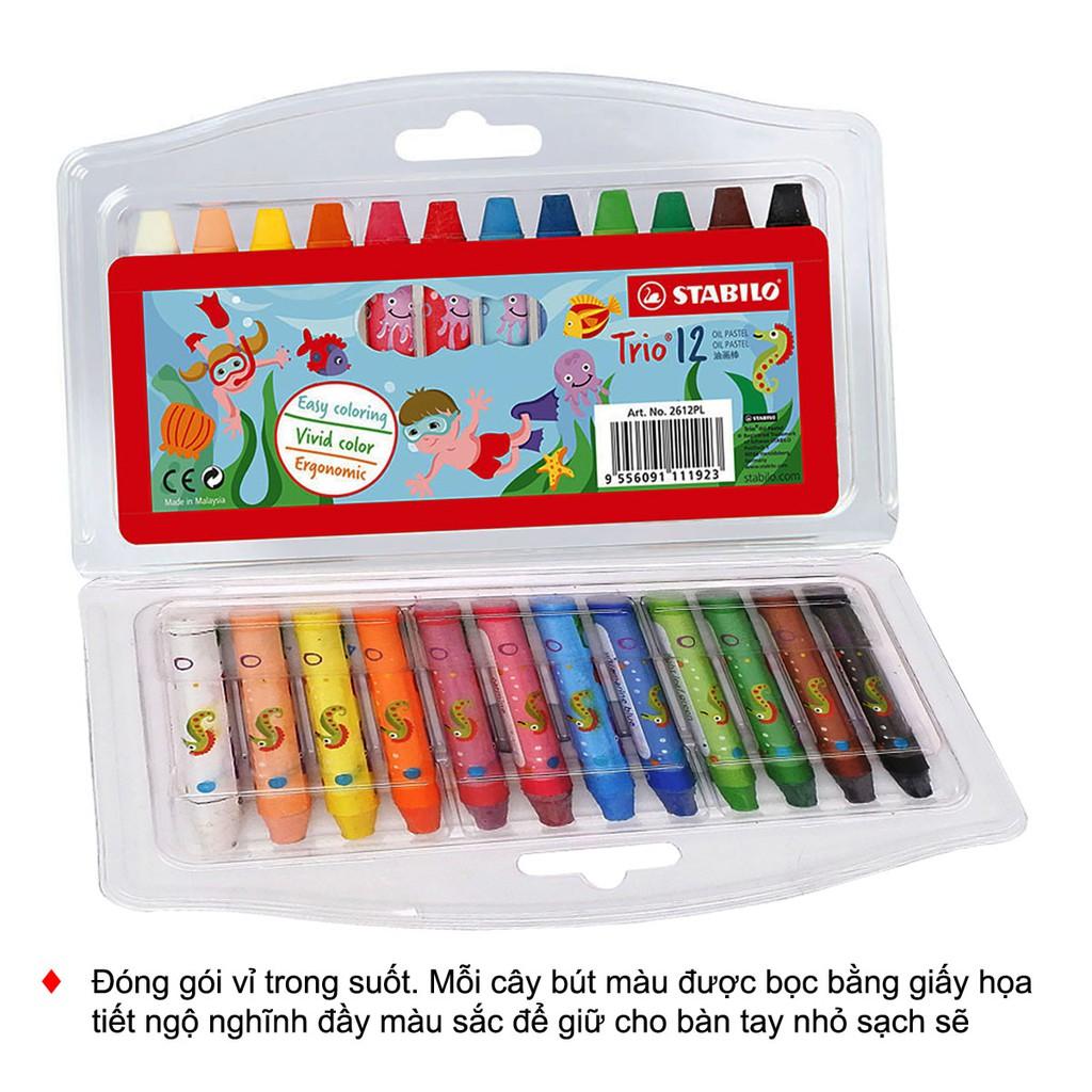 Bộ 2 Vỉ bút chì sáp STABILO Triangular Oil Pastels 12 cây + 24 cây (OP26-C2)