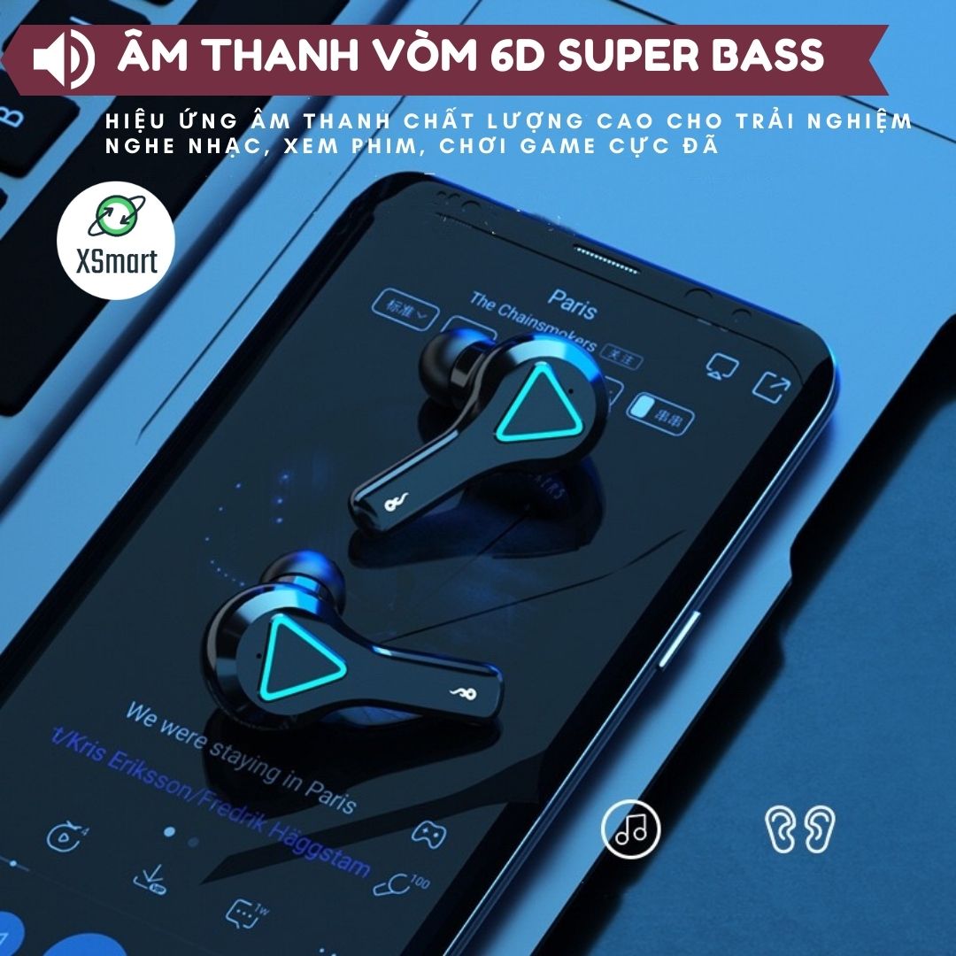 Tai nghe bluetooth không dây Chống Ồn cho điện thoại XSmart A15 PREMIUM BASS màn hình led, có mic, tương thích Nhiều Thiết Bị - Hàng Chính Hãng