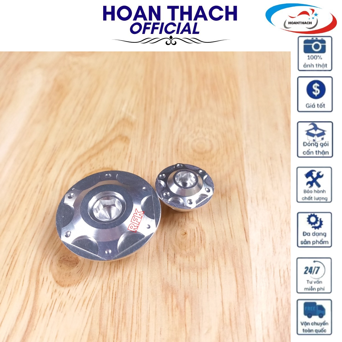 Ốc Mâm Lửa Xe máy Honda (Màu Bạc) Hàng Thường HOANTHACH SP001161