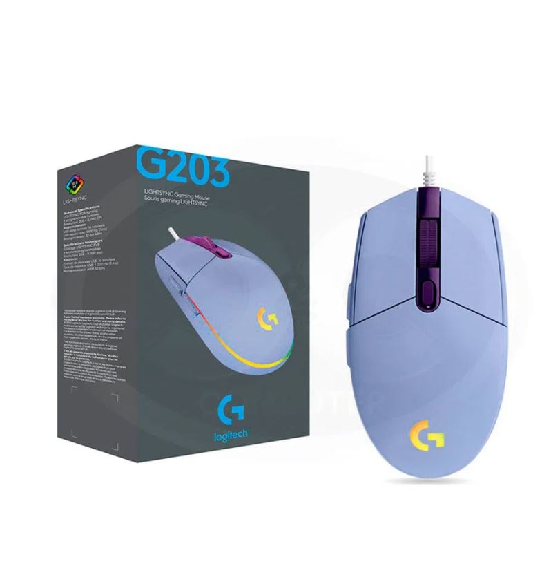 Chuột Gaming có dây Logitech G203 Màu Tím Lilac (910-005853)- Hàng chính hãng