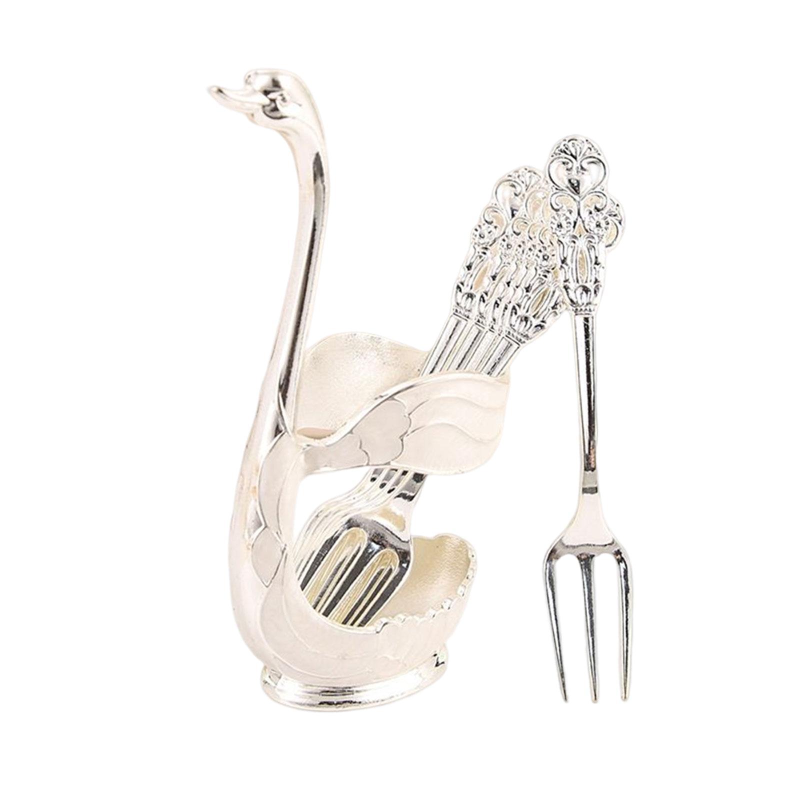 Creative Decorative Swan Base Holder Set Ice Cream Spoons Dinnerware Set for Restaurant Decor