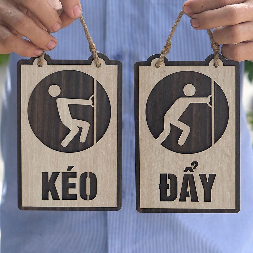 Tranh treo tường_ Bảng gỗ trang trí PULL PUSH