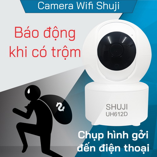 Camera Wifi không dây SHUJI UH612D - Xoay 360 độ - Báo động khi có trộm - Độ phân giải 4.0mp cho hình ảnh nét đẹp gấp đôi Full HD 1080- Hàng chính hãng