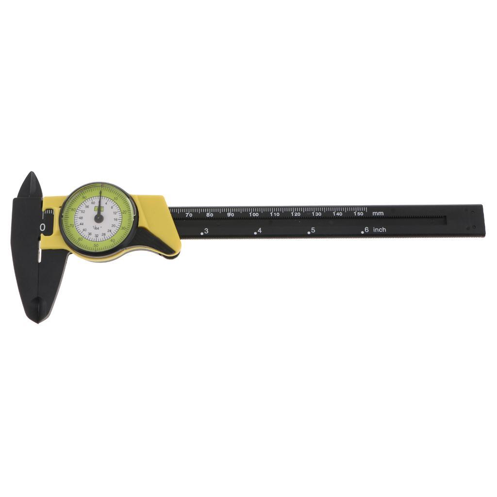 150mm 6inch Plastic Vernier Dial Caliper 0.01mm Resolution Measuring Dial Gauge