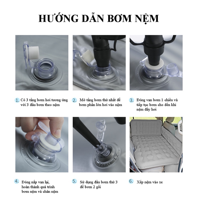 Nệm Hơi Ô tô Cao Cấp Cho Xe 5, 7 Chỗ | Nệm Hơi Gấp Gọn Sử Dụng Chất Liệu Cao Cấp, Không Gây Nóng Lưng, Tiện Dụng Và Dễ Sử Dụng