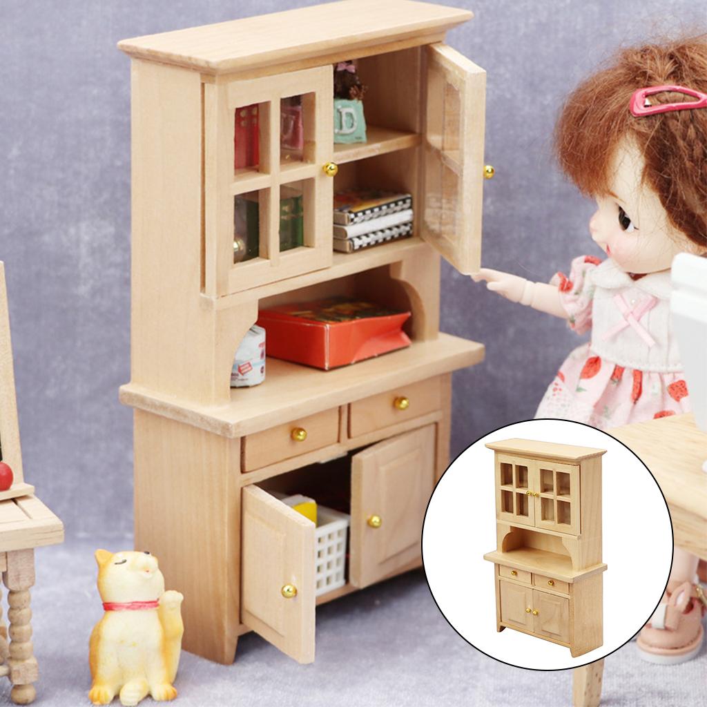 Dollhouse Miniature Wooden Bookcase Shelf Dolls House Miniatures Furniture