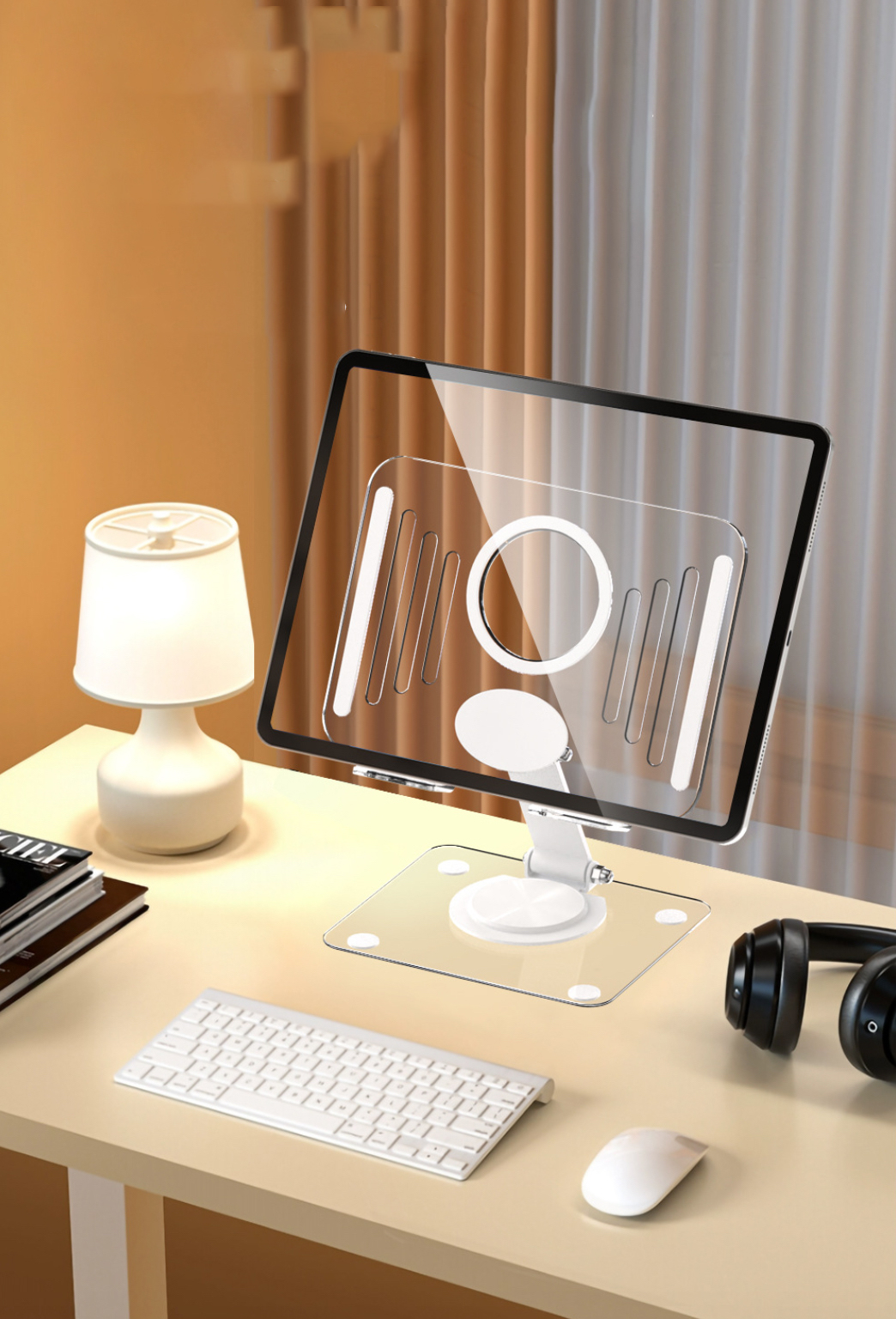 Kệ đỡ giá đỡ đế tản nhiệt cho ipad máy tính bảng hợp kim nhôm gấp gọn xoay 360 độ nhiều nấc độ cao - Hàng chính hãng