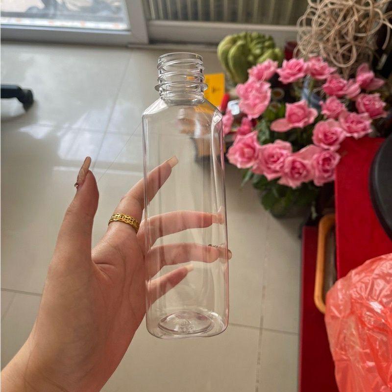 Set 10 Chai nhựa đựng trà sữa, nước ép nắp đen dung tích 330ml