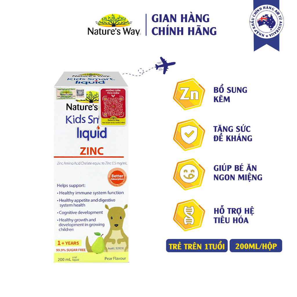 Siro Uống Nature's Way Kids Smart Liquid Zinc Bổ Sung Kẽm, Tăng Sức Đề Kháng Cho Bé 200ml