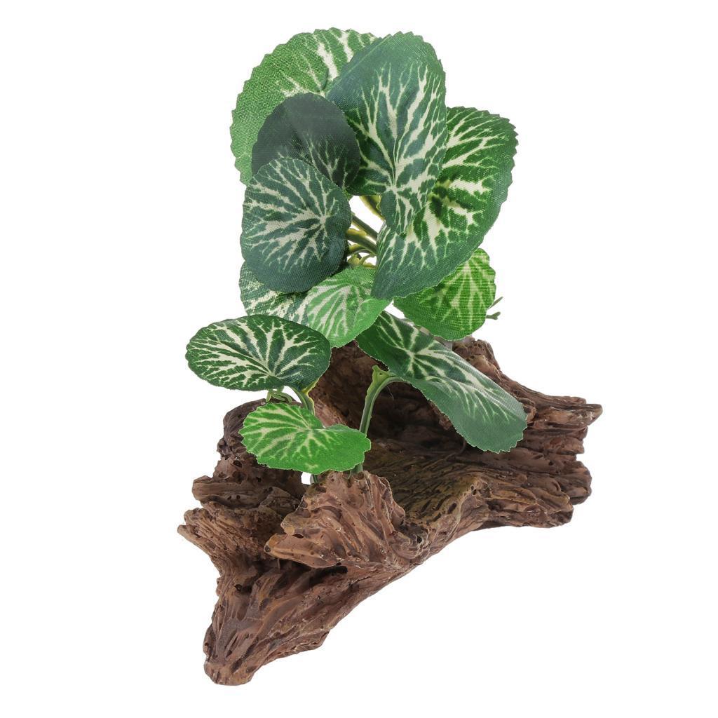 2x Reptile Resin Decor Plant Reptile Hiding Plant Lizard Turtle Habitat