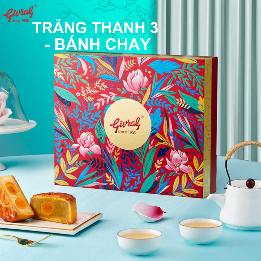 Bộ túi và Hộp Bánh Trung Thu Givral Trăng Thanh 3 (150gr) - Chay