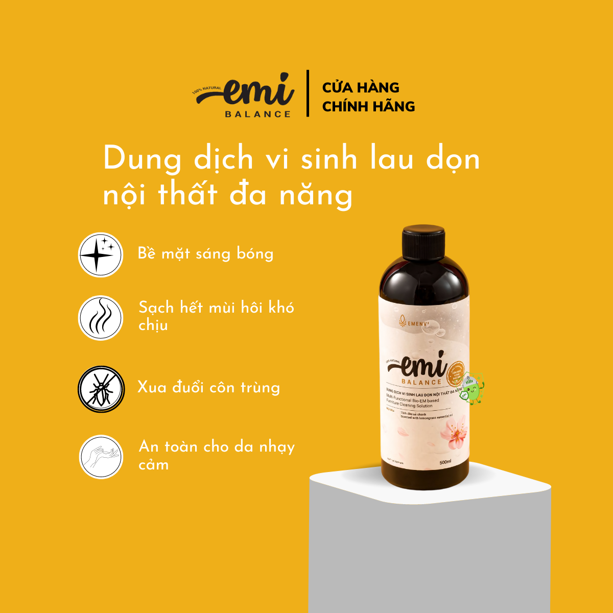 DUNG DỊCH VI SINH LAU DỌN NỘI THẤT ĐA NĂNG - CÔNG NGHỆ SINH HỌC NHẬT BẢN 500ML