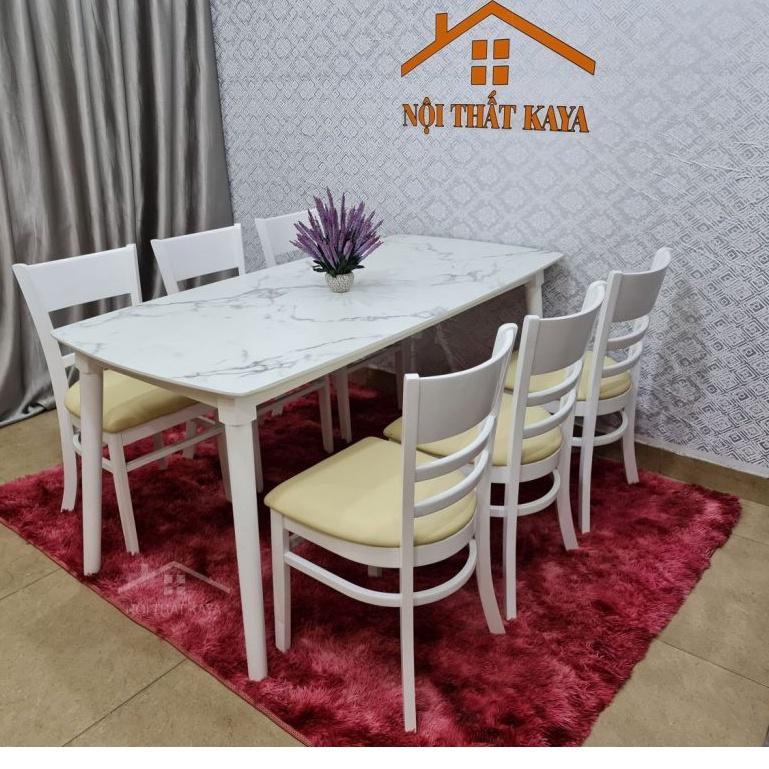 Bộ bàn 6 ghế Mostar giả đá (Tự Nhiên) 1m6 Mặt bàn: với nguyên liệu gỗ HDF lõi xanh chống ẩm chống trầy nhập trực tiếp từ Malaysia
