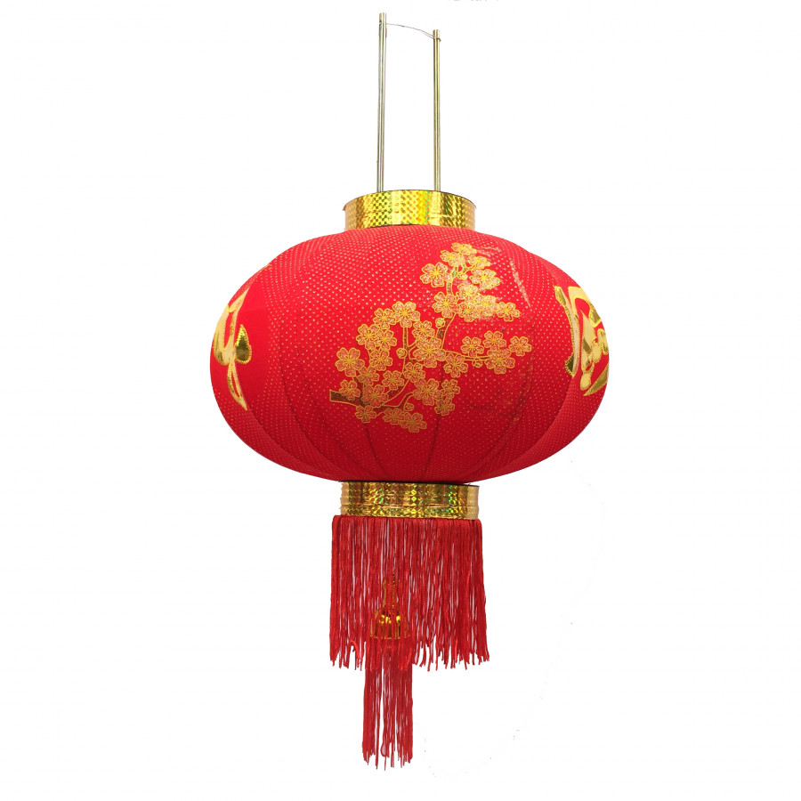 Đèn lồng đỏ chấm bi Mai Đào đường kính 40cm Vạn Sự Như Ý trang trí Tết