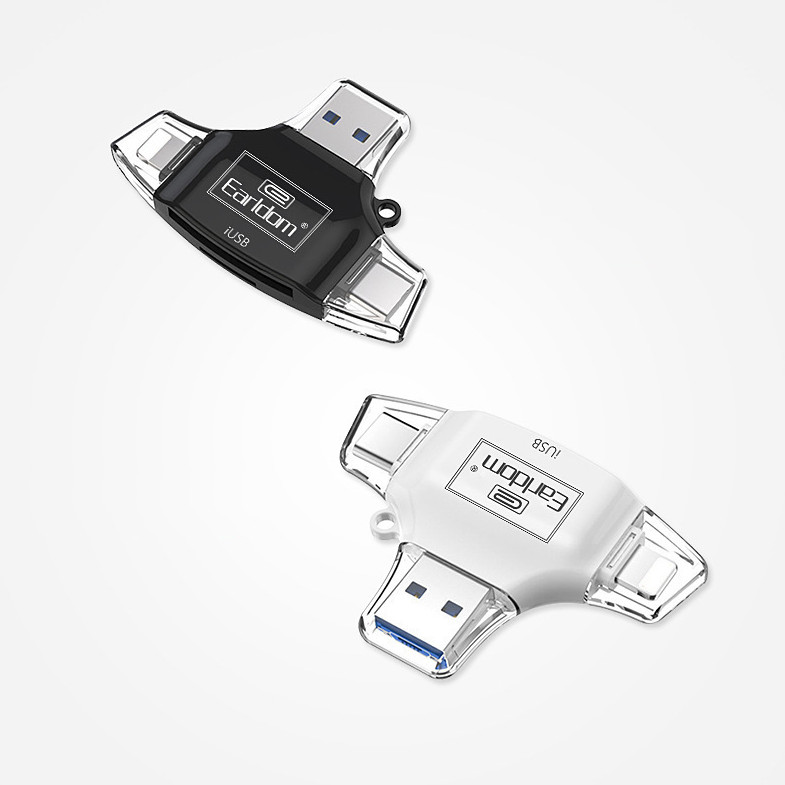 Đầu đọc thẻ nhớ OTG 4in1 cho iOS/Android/PC- Macbook Type C Earldom ET-OT31 - Hỗ trợ iOS 13 mới nhất - Hàng Chính Hãng