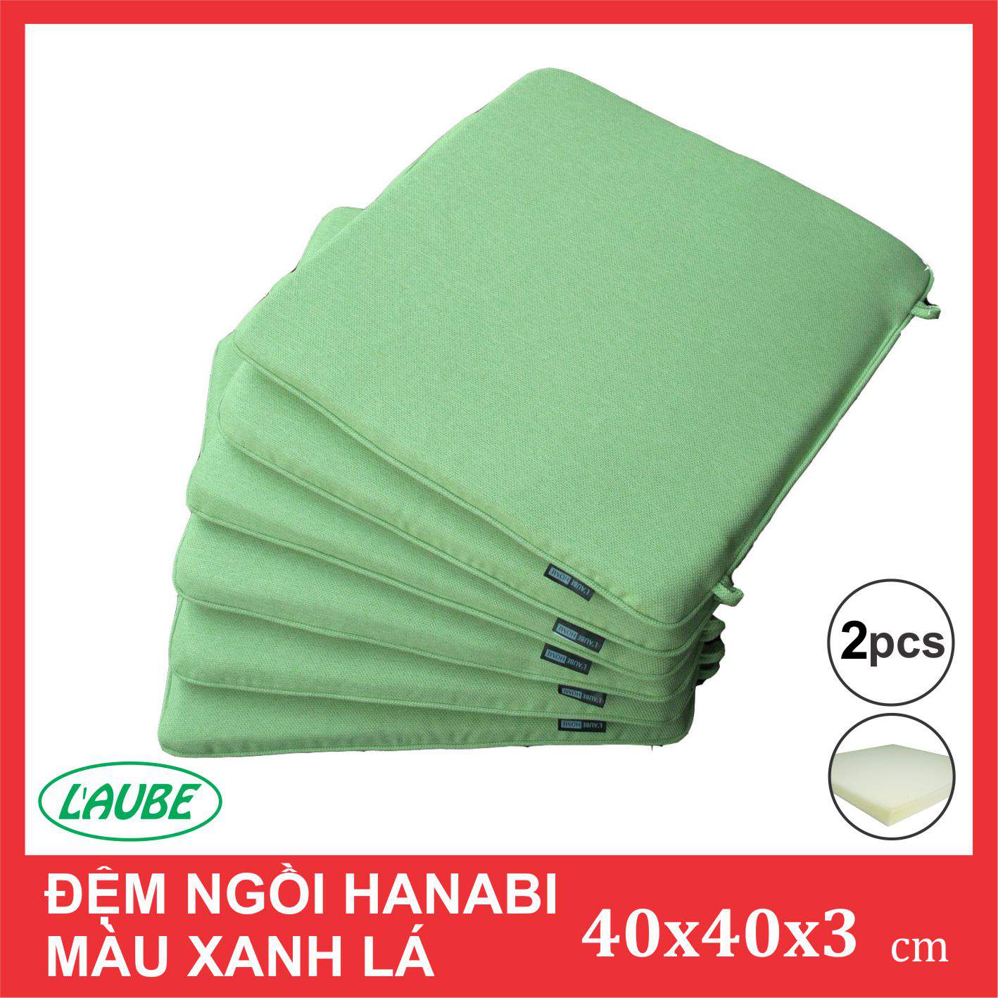 Đệm ngồi thiền Hanabi 40x40x3cm thương hiệu Laube