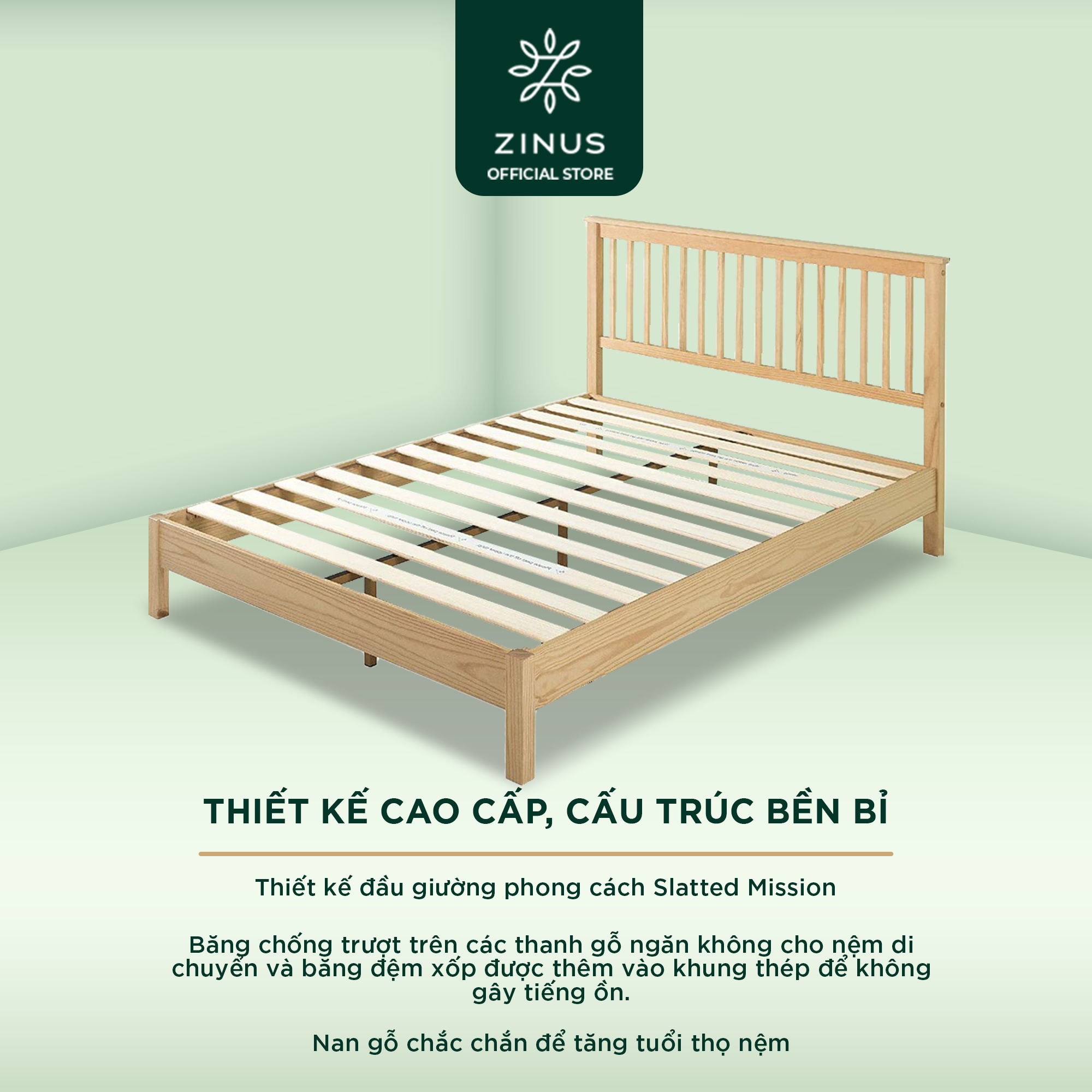 Giường Ngủ Zinus Gỗ Tự Nhiên Cao Cấp Và Sang Trọng Farmhouse Wood Platform Bed