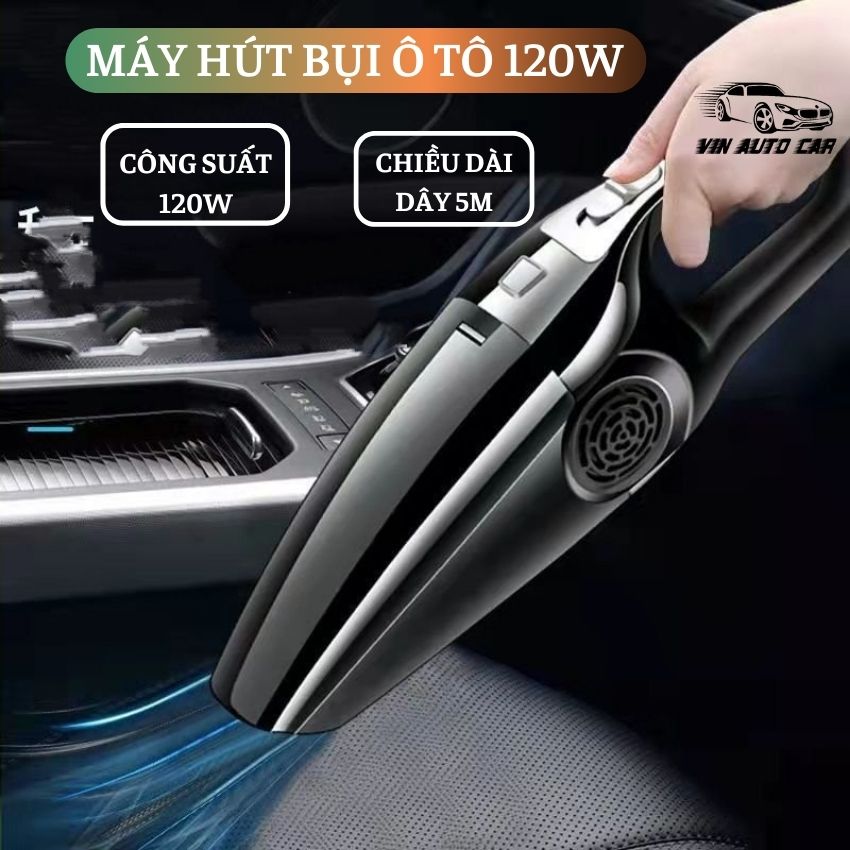 Máy Hút Bụi Ô Tô Cầm Tay Mini Không Dây 120W Sử Dụng Đa Năng Trên Xe Hơi HB01