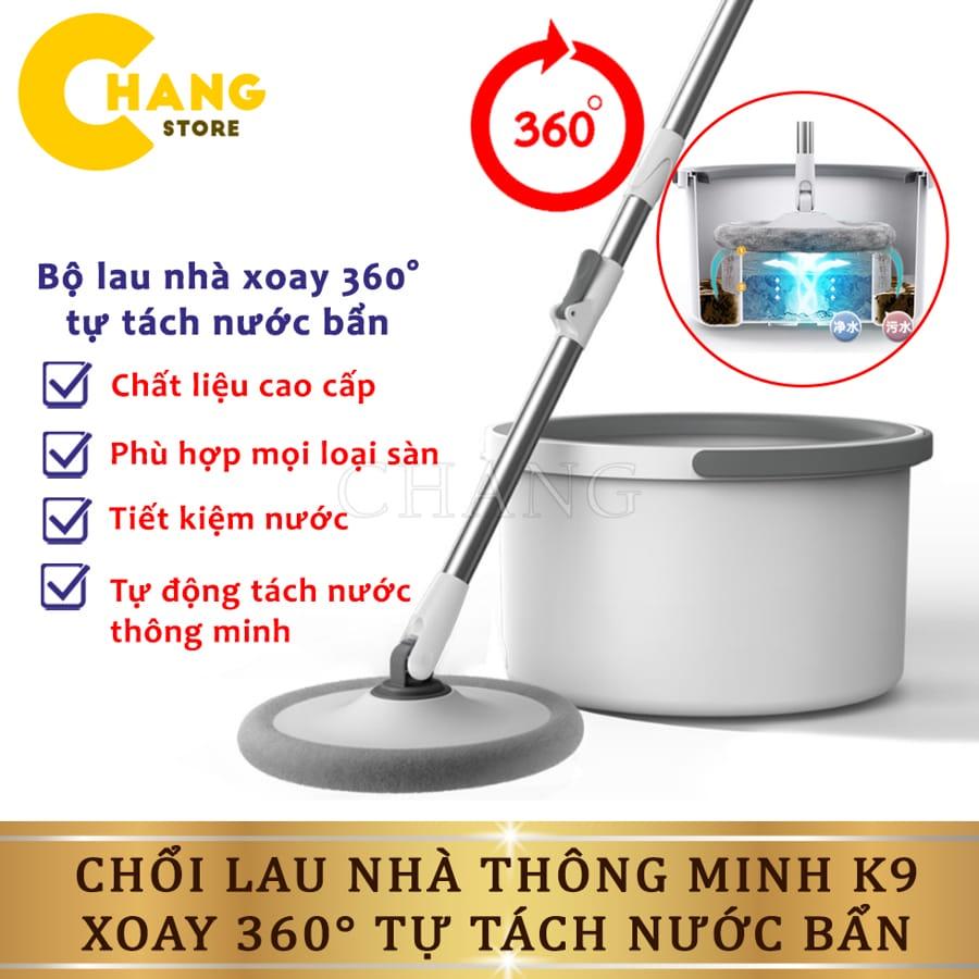 Chổi Lau Nhà Thông Minh K9, Cây Lau Nhà Tách Nước Bẩn Tự Vắt Xoay 360 Độ Lau Sạch Mọi Ngóc Ngách