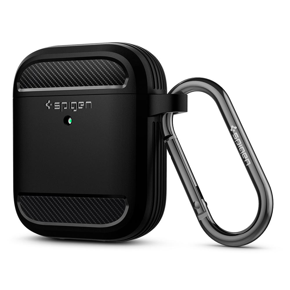 Vỏ Ốp Dành Cho Airpods 2 - Spigen Rugged Armor - Hàng Chính Hãng - Màu Đen