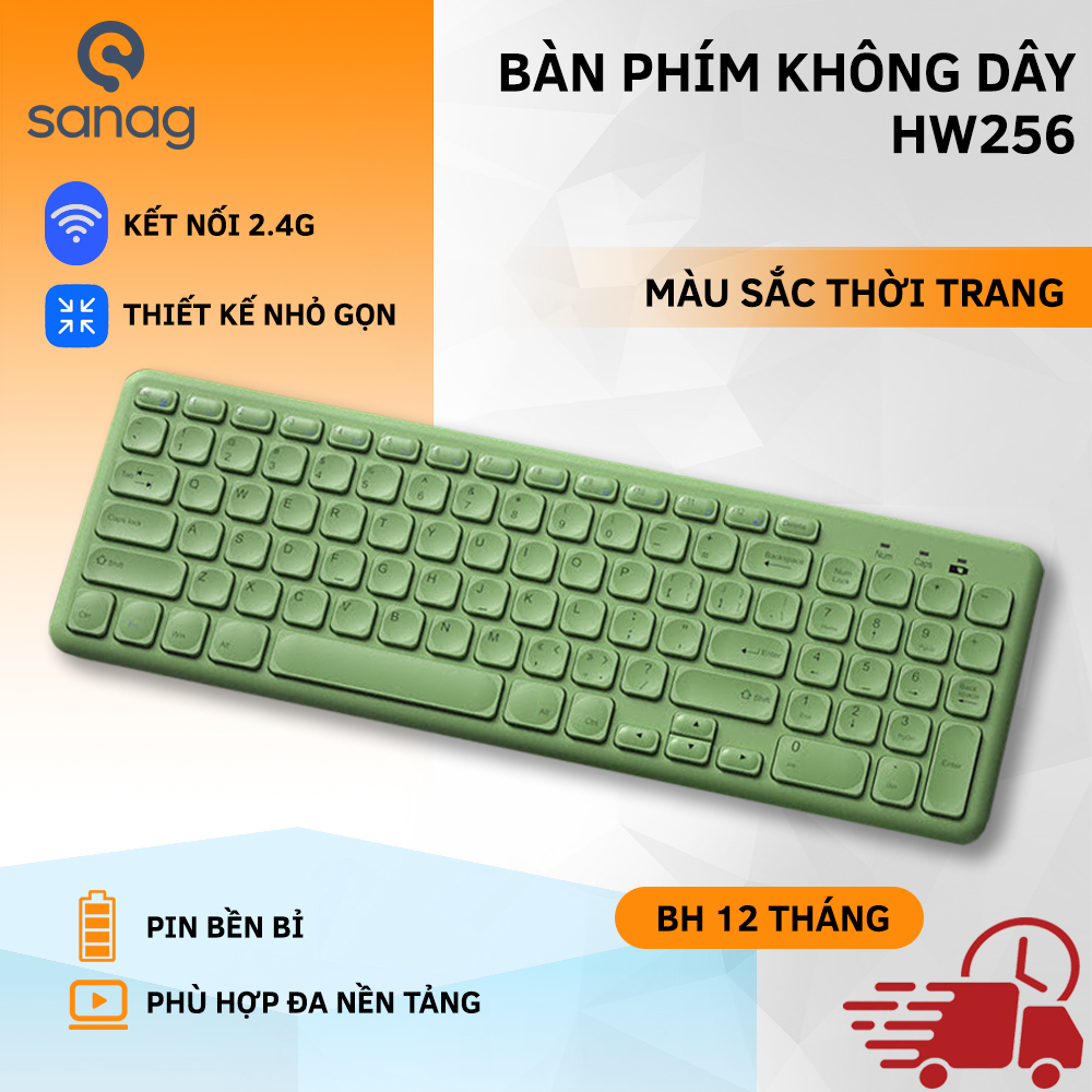 Bàn phím không dây Sanag Bow HW256c nhiều màu siêu xinh kết nối chuẩn 2.4ghz tương thích máy tính, laptop - Hàng chính hãng