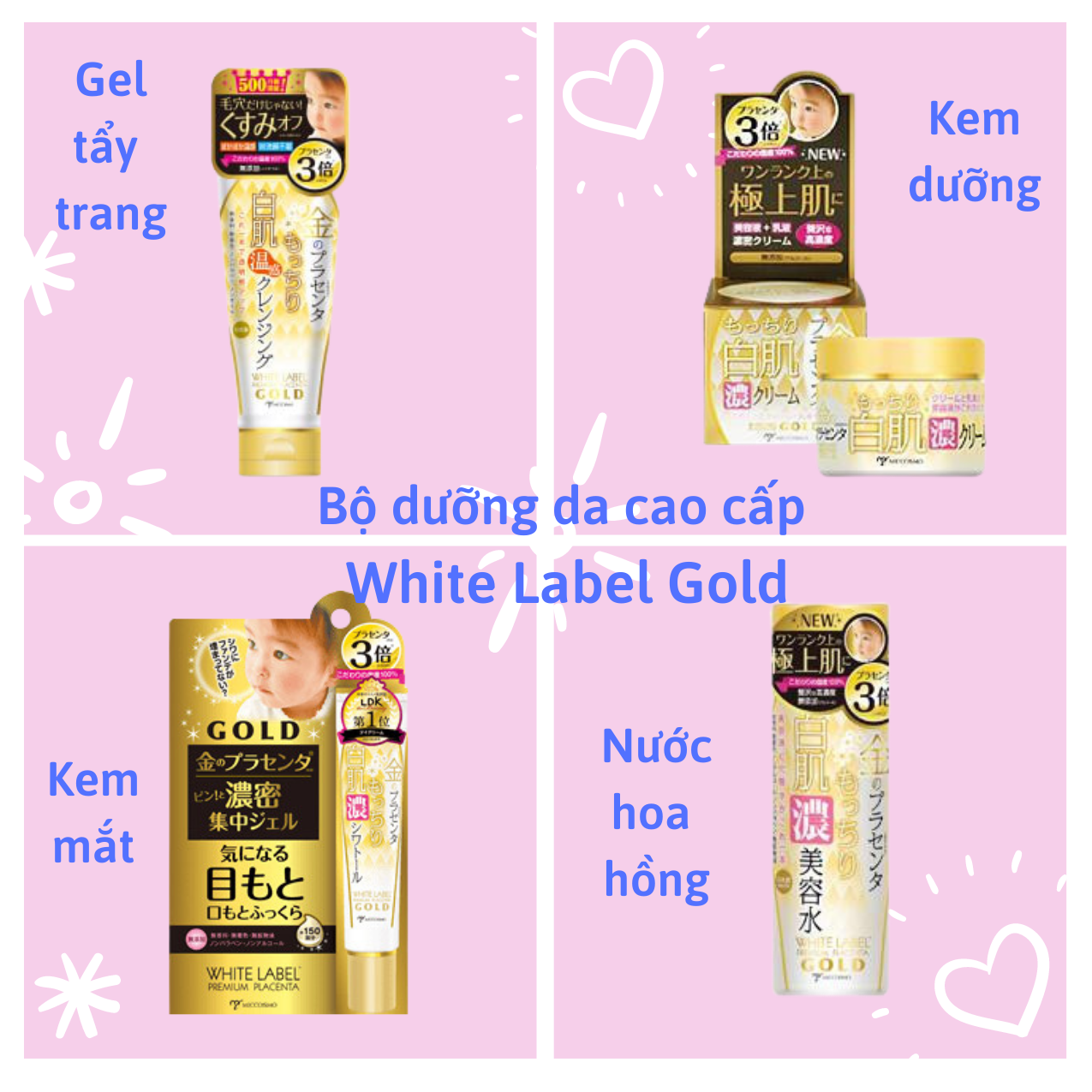 Combo Bộ Sản Phẩm Dưỡng Da Cao Cấp Nhau Thai Nhật Bản MICCOSMO White Label Gold