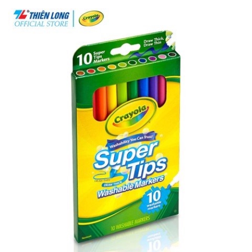 Bộ 10 màu bút lông nét mảnh - nét đậm có thể rửa được Crayola Supertips Washable Marker