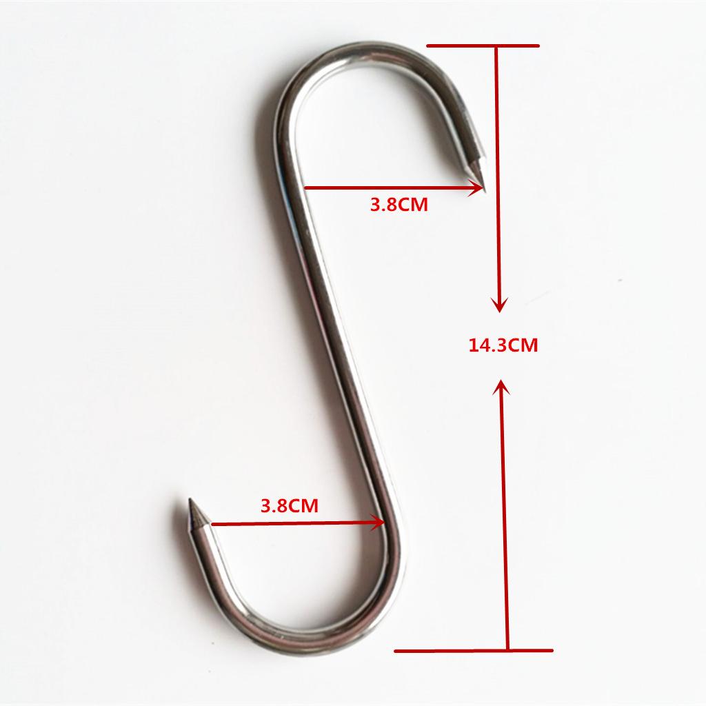 2 Pcs S Shaped Stainless Steel Hooks Kitchen Meat Hanger  Organizer