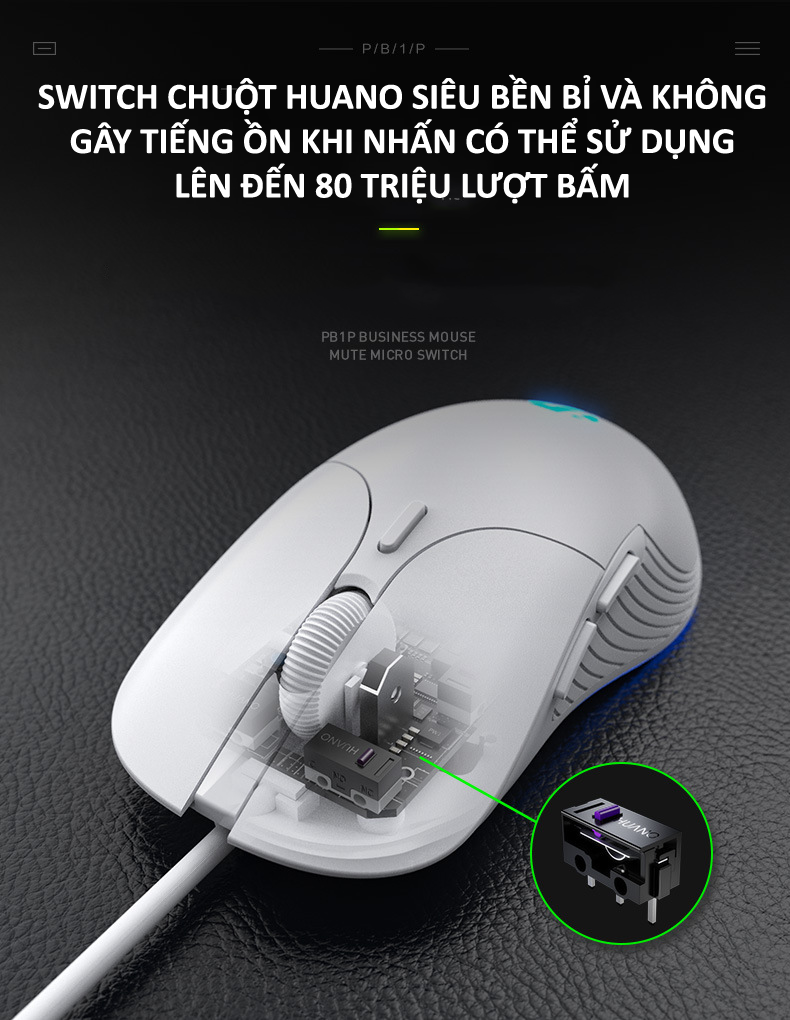 Chuột có dây INPHIC PB1P 6 nút với độ DPI lên đến 4800 phù hợp chơi game cho game thủ chuyên nghiệp, làm việc văn phòng, photoshop (MÀU ĐEN) - Hàng Chính Hãng