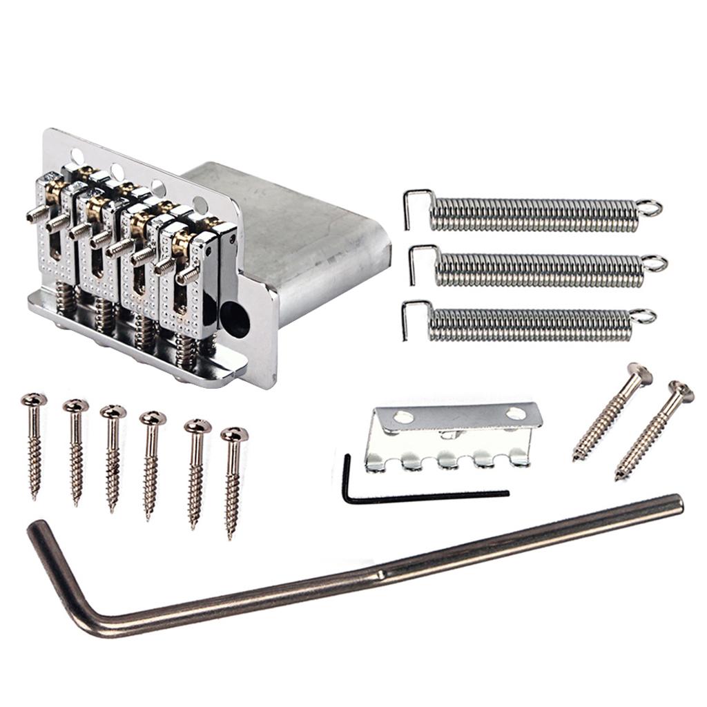 1 Set Metal Roller Saddle Bridge Tailpiece Silver for Cigar Box Guitar, 4 String Electric Guitar