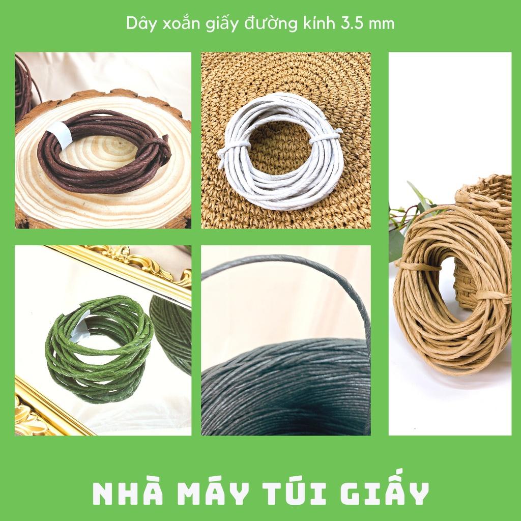 (MẪU THỬ) Dây xoắn giấy màu nâu, trắng, đen, chocolate, matcha Vintage dài 30m