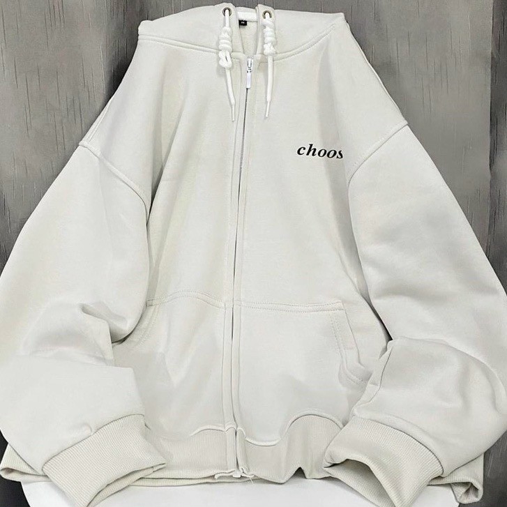 Áo Khoác Hoodie Zip Nỉ Bông CHOOSE Unisex Nam Nữ , áo khoác CHOOSE , Áo khoác Hoodie zip CHOOSE xám ảnh thật 100%