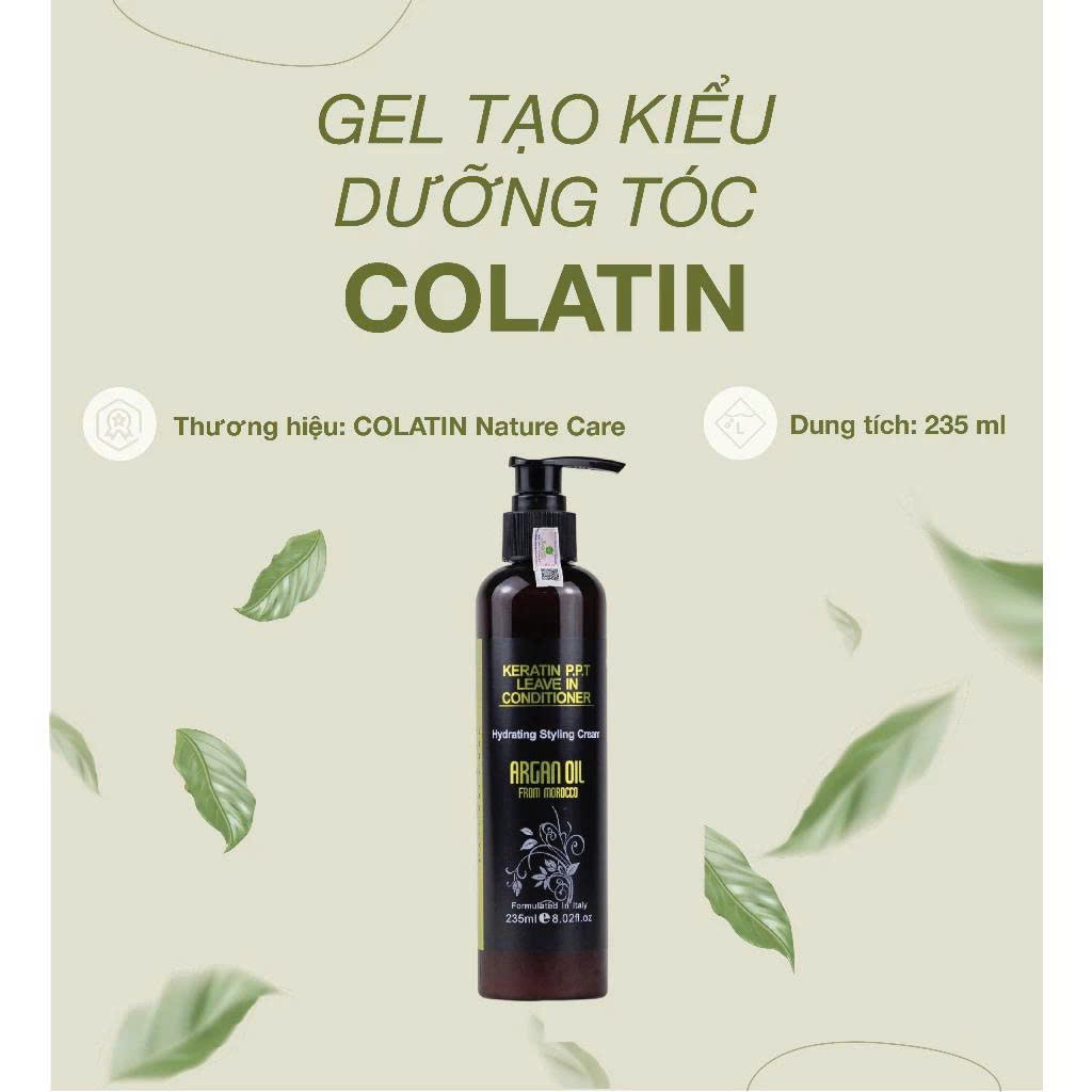 Gel Giữ Nếp Tóc COLATIN Keratin PPT Argan Dưỡng Tóc Tạo Kiểu, Không Bết 235ml