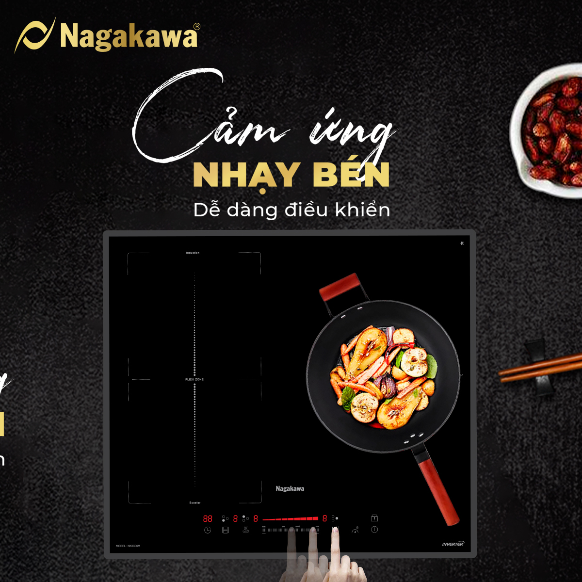 Bếp 3 Lò Điện Từ Nagakawa UltraSlim NK3C06M - Hàng Chính Hãng