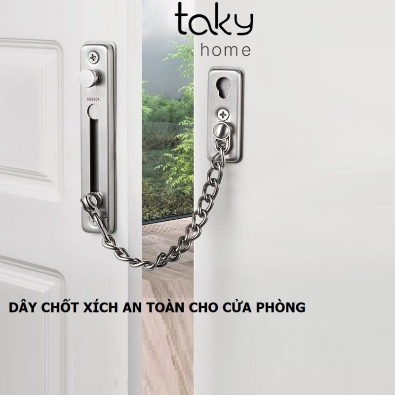 Chốt An Toàn Cửa, Dây Xích Chốt An Toàn Cho Cửa Phòng, Đề Phòng Đột Nhập, Đẩy Cửa Vào Khi Mở - TakyHome 3100