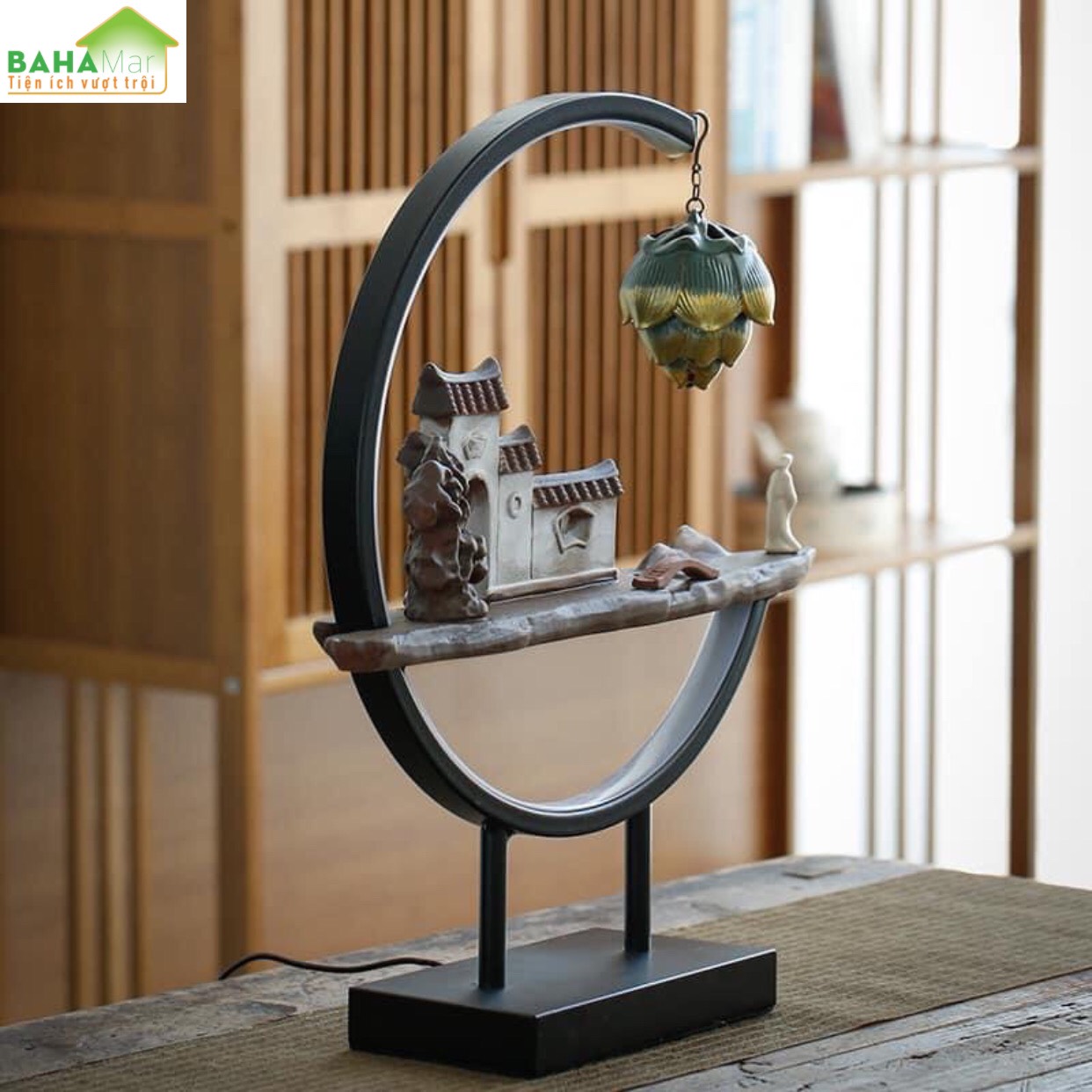 ĐÈN LED ĐỐT HƯƠNG TRẦM TREO NGƯỢC TẠO DÒNG CHẢY THÁC KHÓI HUYỀN ẢO "BAHAMAR" đốt nụ trầm tạo không khí trong lành, tâm trạng tĩnh tại, làm giảm bớt lo lắng, v. v...